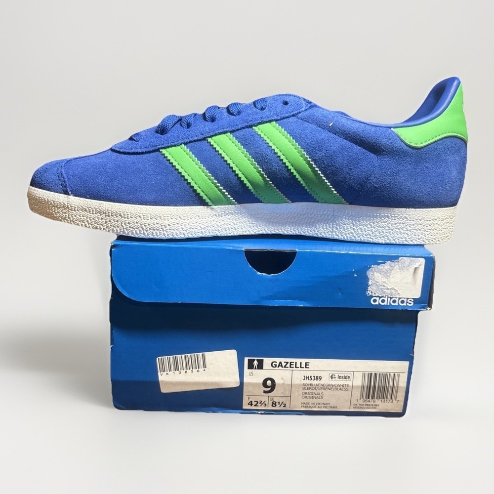 Adidas Gazelle Royal Blue Energy Green Sneakers Athletic   Men's  Size 9